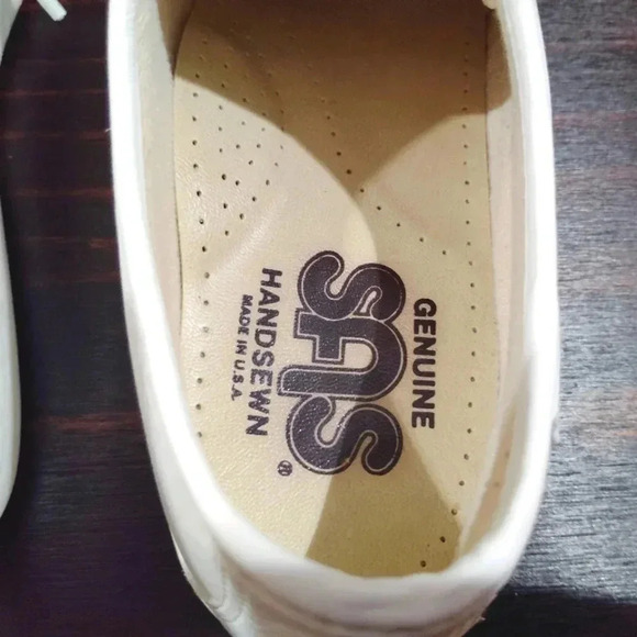 SAS Siesta Moccasins White Leather Nurse Career Soft Step Heel Sz 8 Wide - Picture 11 of 16